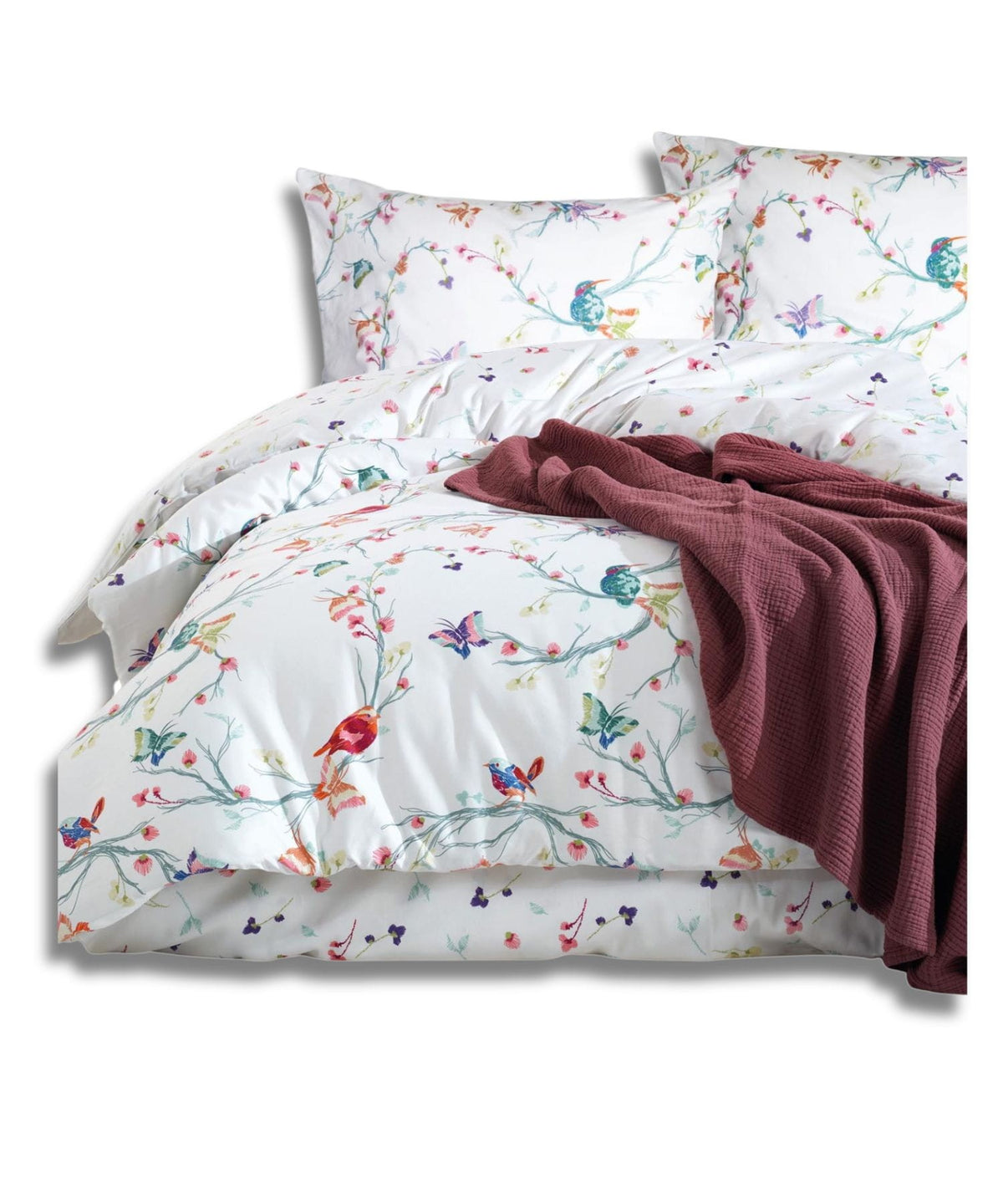 Pościel CottonLove 71463 - biała w niebieskie kwiaty